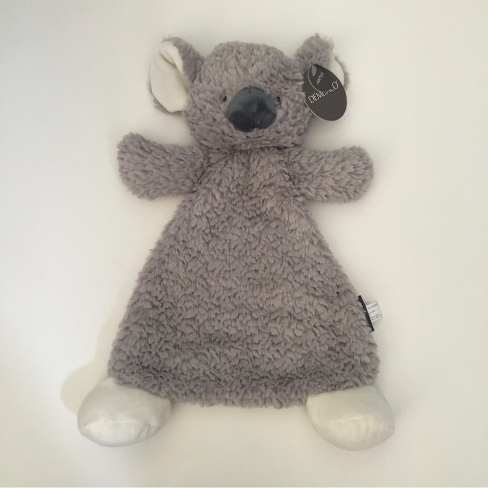 Koala Bear Rattle Blankie Lovey Soft Baby Toy Gray Comforter Lovie | Demdaco
